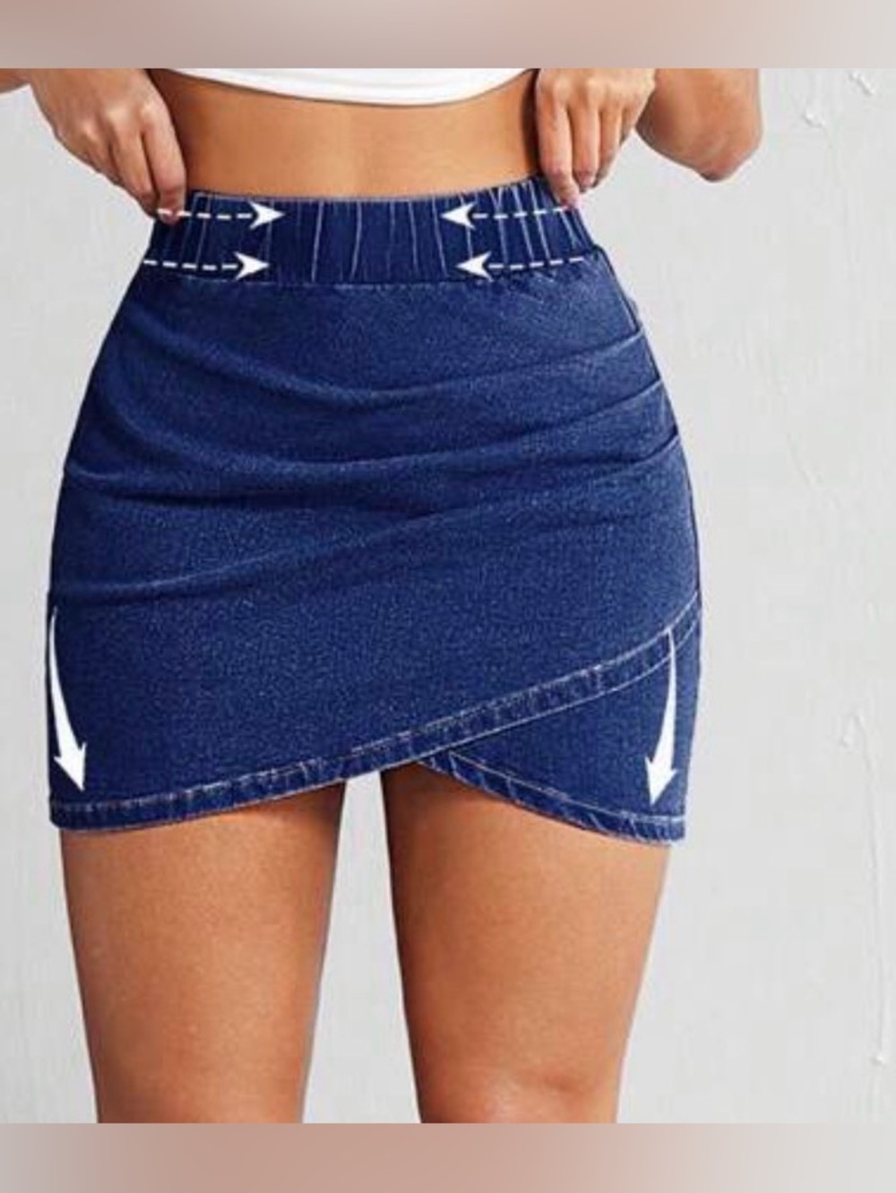 Blue Denim Mini Skirt - Wrapped Front
